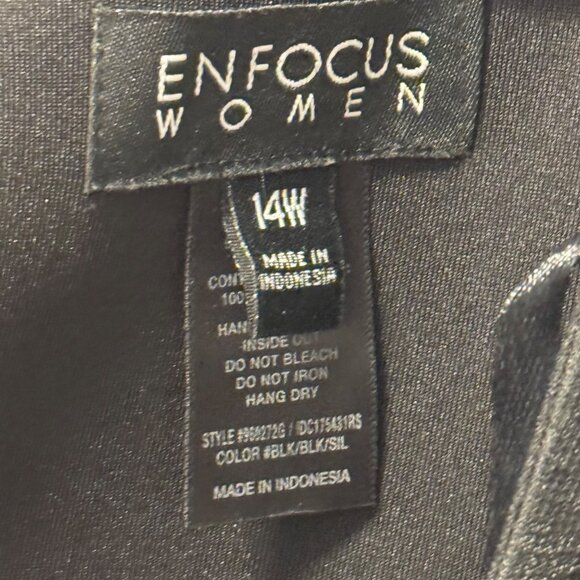 Enfocus Womens 14W Black Beaded Neck Sleeveless Shimmer Overlay Sheath Dress - Picture 4 of 12